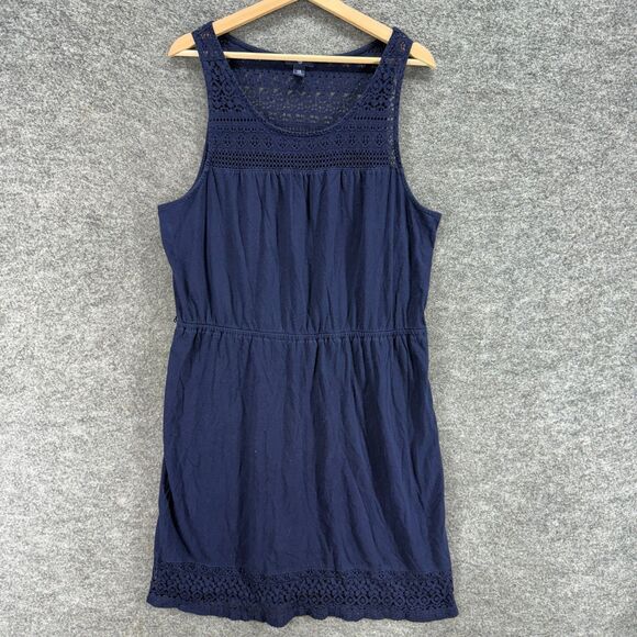 Gap Dresses & Skirts - Gap Dress Women XL Blue Sheath Midi Sleeveless Geometric Crochet Cotton Casual